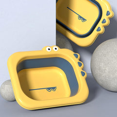 Lavoar Pliabil, Kadeny, pentru Copii, din PP/TPE, Portabil, Model Crocodil, 30x24.5x9 cm, Galben/Albastru
