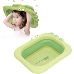 Lavoar Pliabil, Kadeny, pentru Copii, din PP/TPE, Portabil, Model Crocodil, 30x24.5x9 cm, Verde