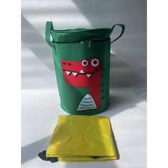 Cutie de Depozitare 2In1, Kaveny, Impermeabila, Covor pentru Jucarii si Lego 150cm, Capacitate Mare, cu Manere, cu Sfori, Inaltime 40cm, Model Crocodil, Verde