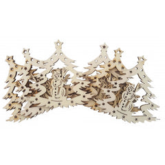 Accesorii creatie - lemn decupat - brad cu Om de zapada, set 6 buc, Colorarte, FS-MF