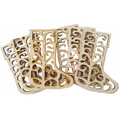Accesorii creatie - lemn decupat - ciorap Craciun cu model, set 6 buc, Colorarte, FS-MF