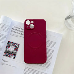 Husa protectie Kaveny compatibila cu iPhone 12 (6.1), Liquid MagSafe, ring-shaped, magnetica, Visiniu