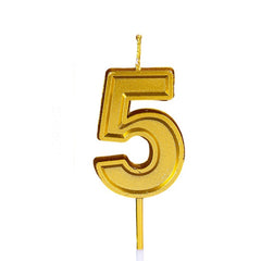 Lumanare pentru Tort Cifra 5, Kaveny, 4.8 cm, Aniversare, Aurie