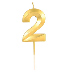 Lumanare Cifra 2, Kaveny, Model Diamond, 5 x 3.4 cm, Auriu