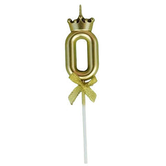 Lumanare pentru Tort Cifra 0, Model Coroana, Gold, Kaveny, Party