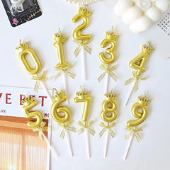 Lumanare pentru Tort Cifra 0, Model Coroana, Gold, Kaveny, Party