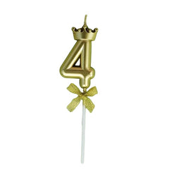 Lumanare pentru Tort Cifra 4, Model Coroana, Gold, Kaveny, Party