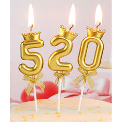 Lumanare pentru Tort Cifra 5, Model Coroana, Gold, Kaveny, Party