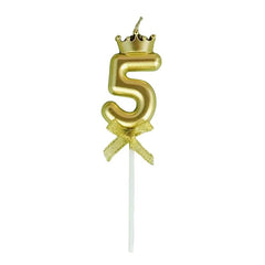 Lumanare pentru Tort Cifra 5, Model Coroana, Gold, Kaveny, Party
