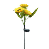 Lampa solara LED tip Floarea Soarelui cu 3 flori, inaltime 70 cm, Pentru gradina, Kaveny
