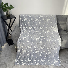 Patura Fosforescenta, Kaveny, Moale, Pufoasa, Lumineaza in Intuneric, 1.5x2 m, Model Cer Instelat, Gri