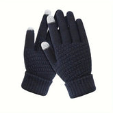 Manusi de Dama, Kaveny, Functie Touchscreen (ecran tactil), Material Acril Tricotat, Manseta Elastica, Interior Catifelat, Marime Universala, Albastru Marin