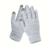 Manusi de Dama, Kaveny, Functie Touchscreen (ecran tactil), Material Acril Tricotat, Manseta Elastica, Interior Catifelat, Marime Universala, Gri