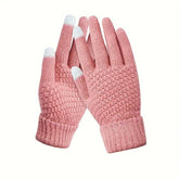 Manusi de Dama, Kaveny, Functie Touchscreen (ecran tactil), Material Acril Tricotat, Manseta Elastica, Interior Catifelat, Marime Universala, Roz