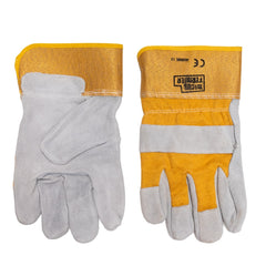 Manusi de lucru Micul Fermier, piele gri/galben, 10