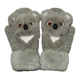 Manusi pentru Copii, Kaveny, din Plus cu Umplutura de Bumbac, Protectie Termica, 24 x 20 x 3 cm, Model Koala 3D, Gri