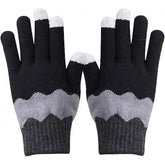 Manusi de Dama, Kaveny, Model Ondulat, Functie Touchscreen (ecran tactil), Material Acril Tricotat, Manseta Elastica, Interior Catifelat, Marime Universala, Negru/Gri