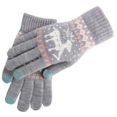 Manusi de Dama, Kaveny, Model Ren, Functie Touchscreen (ecran tactil), Material Acril Tricotat, Manseta Elastica, Interior Catifelat, Marime Universala, Gri