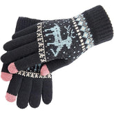 Manusi de Dama, Kaveny, Model Ren, Functie Touchscreen (ecran tactil), Material Acril Tricotat, Manseta Elastica, Interior Catifelat, Marime Universala, Negru