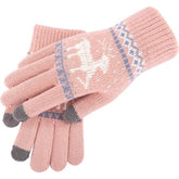 Manusi de Dama, Kaveny, Model Ren, Functie Touchscreen (ecran tactil), Material Acril Tricotat, Manseta Elastica, Interior Catifelat, Marime Universala, Roz