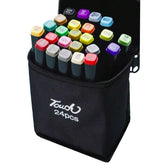 Markere cu Alcool Touch Room, Kaveny, Paleta mare Set de 24+ de Culori, Capat Lat si Capat Precis, Geanta Inclusa, Multicolor