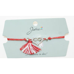Martisor Bratara Ciucure, Jolie, Snur Rosu Reglabil, cu Pandantiv, Model Inima Infinit