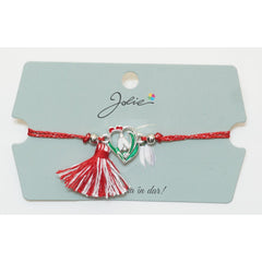 Martisor Bratara Ciucure, Jolie, Snur Rosu Reglabil, cu Pandantiv, Model Ghiocel Primavara