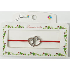 Martisor Bratara cu 2 Noduri Elastica, Jolie, Snur Rosu, Model Doua Inimi