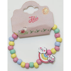 Martisor Bratara Curcubeu pentru Copii, Elastica, din Lemn, Model 2