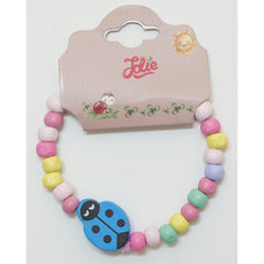 Martisor Bratara Curcubeu pentru Copii, Elastica, din Lemn, Model 5