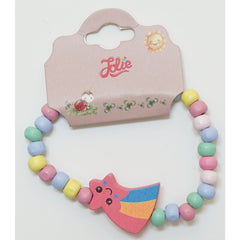 Martisor Bratara Curcubeu pentru Copii, Elastica, din Lemn, Model 6
