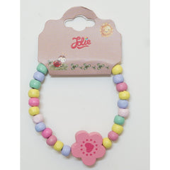 Martisor Bratara Curcubeu pentru Copii, Elastica, din Lemn, Model 7