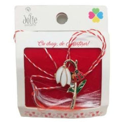 Martisor Brosa Ghiocel cu Buburuza Model B-8 5.5cm x 7cm