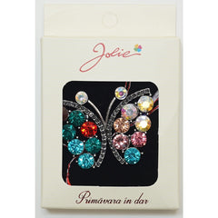 Martisor Brosa Medie, Jolie, Multicolora, Dimensiune Brosa 5 cm, Material Metal, Model Fluturas