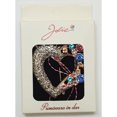 Martisor Brosa Medie, Jolie, Multicolora, Dimensiune Brosa 5 cm, Material Metal, Model Inima