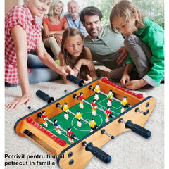 Masa de fotbal cu teren si 12 jucatori Kaveny, 4 manere, cu Tablou pentru Scor, din Metal, Lemn si ABS, 37.5 x 21 x 9.5 cm, Margini Rotunjite, pentru copii/adulti