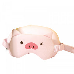 Masca de dormit, Kadeny, 2 in 1, cu Tetiera, din Particule de Spuma si Bumbac, Model Porc, Roz