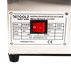 Masina tocat carne Detoolz, 800W, 150 kg/h Inox cu 2 site