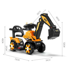 Masinuta Electrica Kaveny, Tip Excavator, Brat Electric cu Maneta de Control, Spatar si Bare Laterale, Sistem Muzica si Lumini, 2-7 Ani, 72 x 34 x 45 cm, Portocaliu
