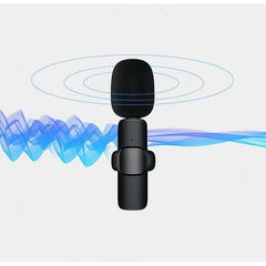 Microfon Lavaliera Wireless, Kadeny, Bluetooth 5.0, 1 Microfon + 1 Receptor Tip C, Autonomie 1-3h, 70 dB, Baterie 50 mAh, Negru