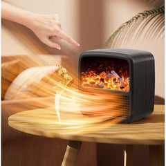 Mini Aeroterma Portabila, Kaveny, Display LCD, Flacara Tip Semineu, 1500W, 2 Trepte, Oprire Automata, 22 x 22 x 15 cm, Negru