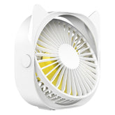 Mini ventilator pentru birou cu usb, Kaveny, rotire 360 grade, 3 viteze, 13.5 x 12,8 cm, Alb