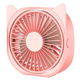 Mini ventilator pentru birou cu usb, Kaveny, rotire 360 grade, 3 viteze, 13.5 x 12,8 cm, Roz