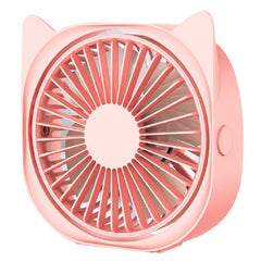 Mini ventilator pentru birou cu usb, Kaveny, rotire 360 grade, 3 viteze, 13.5 x 12,8 cm, Roz