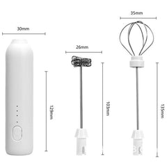 Mixer Spuma Lapte, Kadeny, Electric cu Incarcare USB, Bauturi Calde/Reci, Maner Izolat Termic, Otel Inoxidabil, pentru Latte, Ciocolata Calda, Cappuccino, Frappe, Usor de Folosit, 2 Accesorii, Alb