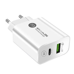 Incarcator Rapid PD QC3.0, Kadeny, 2 Porturi, USB + Type C, 20W, Incarcare Rapida, Protectie Supraincalzire, 9.5 x 5.3 x 5.8 cm, Alb