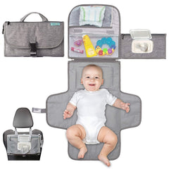 Geanta Multifunctionala, Kaveny, Tip Aleza de Schimbat Scutece, Impermeabila, din Panza Oxford, cu Buzunare, Usor de Agatat, 30 x 20 cm, Gri