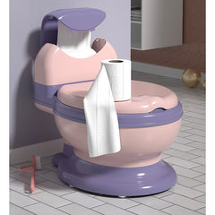 Olita Bebelusi, Kadeny, pentru Copii 1 - 8 Ani, Model Toaleta Adulti, Colac Moale PVC, Compartiment Detasabil, Cutie Depozitare Hartie, 34 x 32 x 19 cm, Roz/Mov