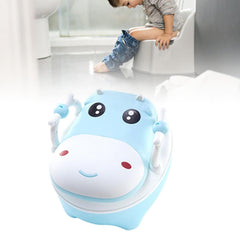 Olita pentru Copii, Kadeny, +1an, Portabila, Design Vacuta cu Capac, Model Prietenos, Non-Toxic, cu Manere, Compartiment Detasabil, Perie Inclusa, Usor de Curatat, Albastru