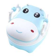 Olita pentru Copii, Kadeny, +1an, Portabila, Design Vacuta cu Capac, Model Prietenos, Non-Toxic, cu Manere, Compartiment Detasabil, Perie Inclusa, Usor de Curatat, Albastru